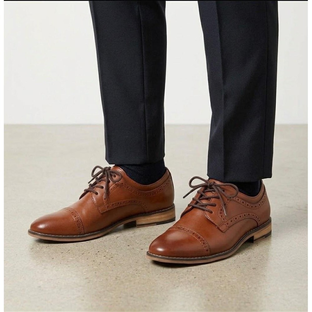Bruno Marc Oxford Shoes Boys Size 5Y Brown Prince_K1 Cap Toe Brogue Dress Shoes
